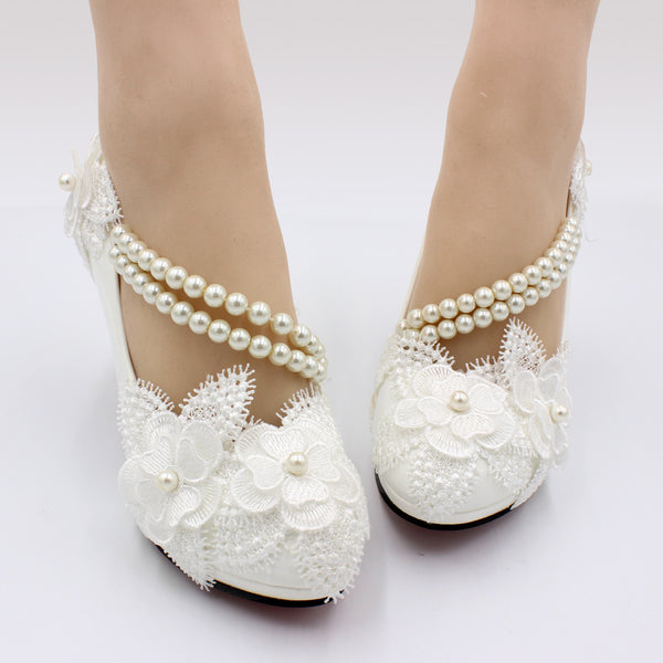 3D Floral White High Heels-Elipinks™