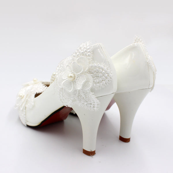 3D Floral White High Heels-Elipinks™